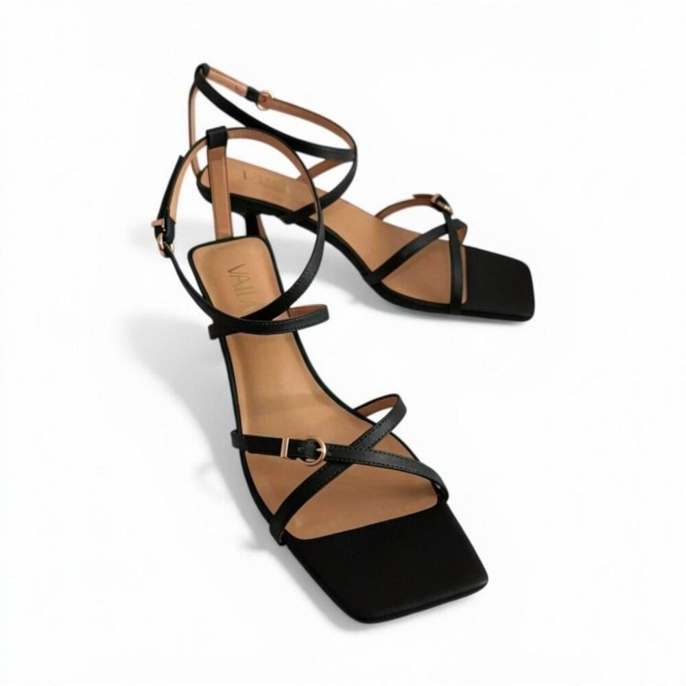 VAILA SHOES Isabella Strappy Black Kitten Heel, NEW in Box! Size 13